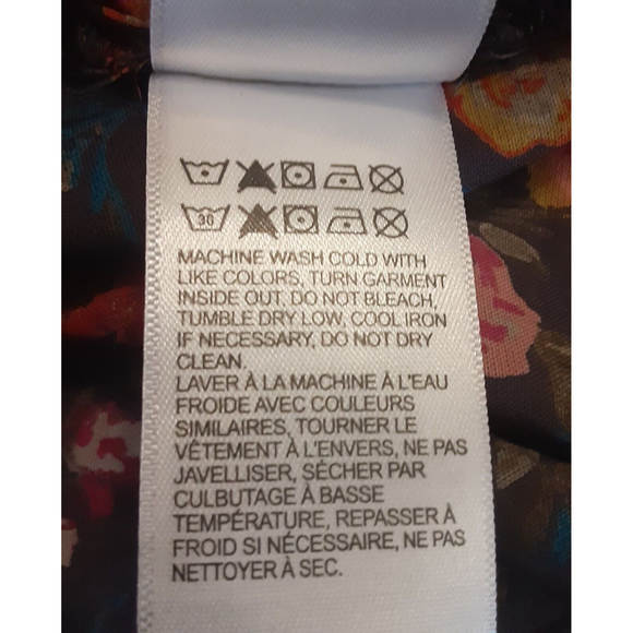 Lucky Brand Size SP Gray Floral Long Sleeve Button Front Blouse - Picture 8 of 8